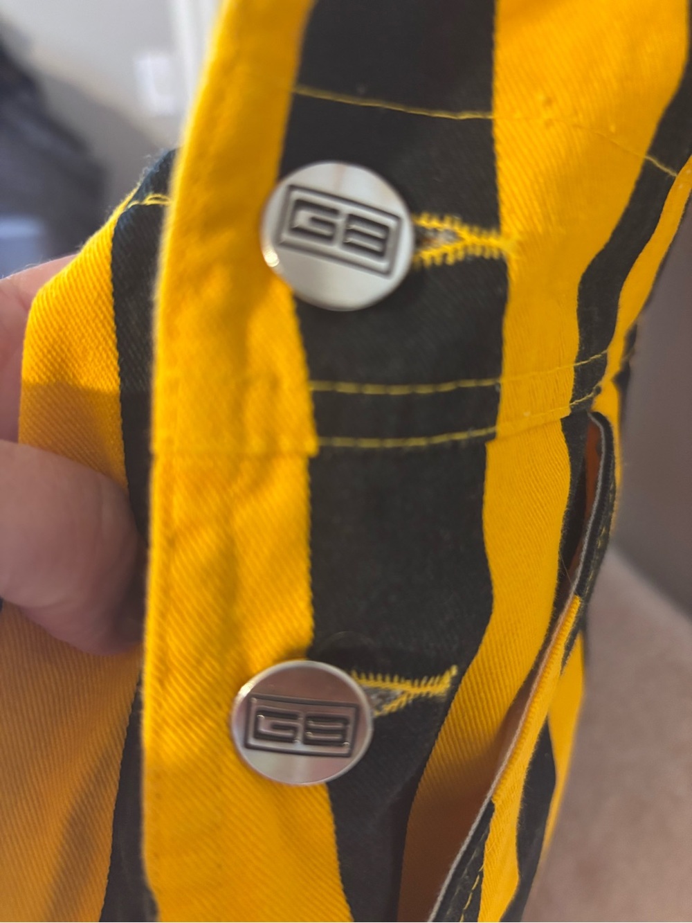 Game Bibs Striped Yellow & Black Unisex Wide-Leg Overalls Game Day Size Small - Picture 10 of 11